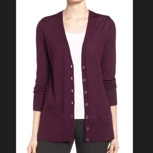 Halogen V-Neck Lightweight Merino Cardigan